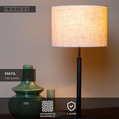 Lucide MAYA - Tischlampe - Ø 26 cm - 1xE27 - Beige